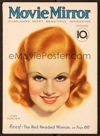 4t078 MOVIE MIRROR magazine September 1932 art of smiling Jean Harlow by John Rolston Clarke!
