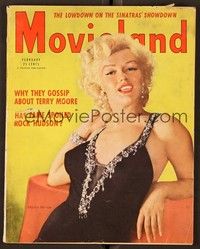 4t116 MOVIELAND magazine February 1954 great portrait of Marilyn Monroe in sexy black dress!
