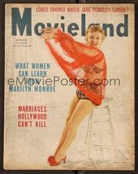4t115 MOVIELAND magazine October 1953 great image of barely-dressed sexy Marilyn Monroe!