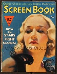 4t098 SCREEN BOOK magazine February 1934 art of sexy Miriam Hopkins by John Rolston Clarke!