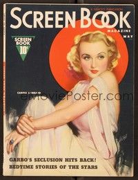 4t101 SCREEN BOOK magazine May 1937 wonderful art of sexy Carole Lombard by Zoe Mozert!
