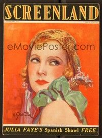 4t104 SCREENLAND magazine February 1927 incredible art portrait of Greta Garbo by Jay Weaver!