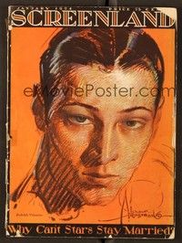 4t103 SCREENLAND magazine January 1924 cool art portrait of Rudolph Valentino by Rolf Armstrong!