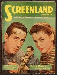 4t113 SCREENLAND magazine September 1948 Humphrey Bogart & Lauren Bacall from Key Largo!