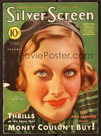 4t055 SILVER SCREEN magazine January 1932 art of Joan Crawford by John Rolston Clarke!