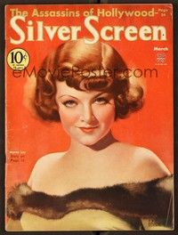 4t060 SILVER SCREEN magazine March 1934 art of sexy Myrna Loy by John Rolston Clarke!