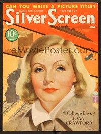 4t058 SILVER SCREEN magazine May 1933 cool art of Greta Garbo by John Rolston Clarke!