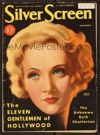 4t054 SILVER SCREEN magazine September 1931 art of Marlene Dietrich by John Rolston Clarke!