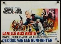 4v338 DEATH OF A GUNFIGHTER Belgian '69 art of Richard Widmark, he lived by the law of the gun!