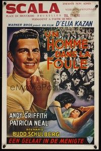 4v349 FACE IN THE CROWD Belgian '57 different artwork of Andy Griffith, directed by Elia Kazan!