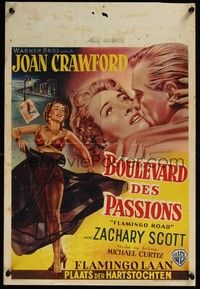 4v352 FLAMINGO ROAD Belgian '49 Michael Curtiz, great different artwork of bad girl Joan Crawford!