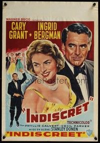 4v380 INDISCREET Belgian '58 art of Cary Grant & Ingrid Bergman, directed by Stanley Donen!