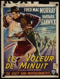 4v408 MOONLIGHTER Belgian '53 art of Fred MacMurray and tied up Barbara Stanwyck!