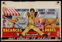 4v419 PERFECT FURLOUGH Belgian '58 great artwork of Tony Curtis in uniform w/sexy Janet Leigh!