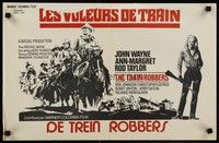 4v464 TRAIN ROBBERS Belgian '73 great art of cowboy John Wayne & sexy Ann-Margret!
