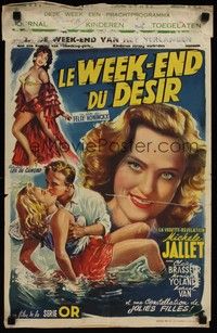 4v393 LE WEEK-END DU DESIR Belgian '56 Michele Jallet, Claire Brasseur, sexy Wik artwork!