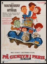 4v534 BON VOYAGE Danish '63 Walt Disney, Fred MacMurray, Jane Wyman, great wacky art!
