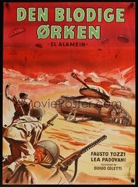 4v569 EL ALAMEIN Danish '57 Guido Malatesta, cool Wenzel art of WWII desert tank battle!
