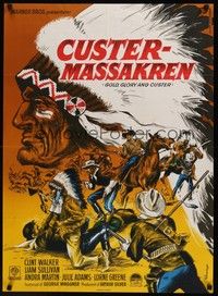 4v587 GOLD, GLORY & CUSTER Danish '62 Clint Walker, cool K. Wenzel cowboy vs. Native American art!