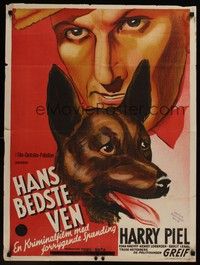 4v601 HIS BEST FRIEND Danish '41 close-up artwork of Harry Piel & his dog!
