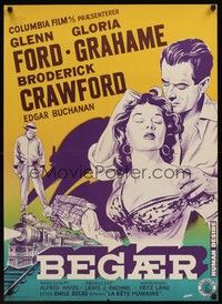 4v604 HUMAN DESIRE Danish '54 Gloria Grahame, Glenn Ford, great Gaston artwork!