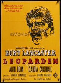 4v628 LEOPARD Danish '65 Luchino Visconti's Il Gattopardo, cool art of Burt Lancaster!