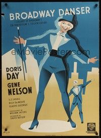 4v637 LULLABY OF BROADWAY Danish '51 different art of Doris Day & Gene Nelson!
