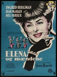 4v662 PARIS DOES STRANGE THINGS Danish '56 Elena et les hommes, Stilling art of Ingrid Bergman!