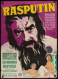 4v670 RASPUTIN Danish '56 Gaston artwork of Pierre Brasseur as The Mad Monk!