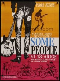 4v694 SOME PEOPLE Danish '64 three English teens in trouble form a rock & roll band, cool art!