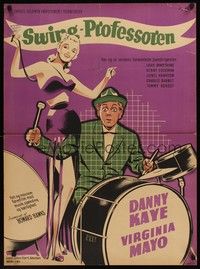 4v698 SONG IS BORN Danish '50 artwork of drummer Danny Kaye & sexy Virginia Mayo!