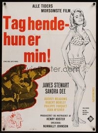 4v713 TAKE HER, SHE'S MINE Danish '68 Jimmy Stewart & art of sexy Sandra Dee in bikini!