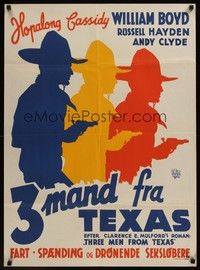 4v723 THREE MEN FROM TEXAS Danish '48 William Boyd as Hopalong Cassidy, Wenzel artwork!