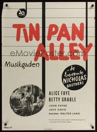 4v727 TIN PAN ALLEY Danish '50 Alice Faye & Betty Grable, Klitgaard art!