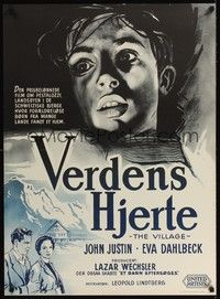 4v735 VILLAGE Danish '53 Wenzel art of World War II orphans in Switzerland!