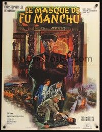 4v208 FACE OF FU MANCHU French 23x32 '66 art of Asian villain Christopher Lee by Jean Mascii!