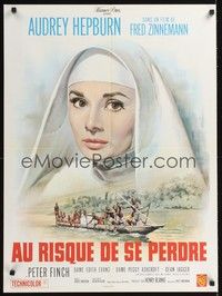 4v223 NUN'S STORY French 23x32 '59 wonderful art of religious missionary Audrey Hepburn by Mascii!