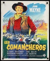 4v270 COMANCHEROS French 15x21 R60s different art of John Wayne by Boris Grinsson, Michael Curtiz!