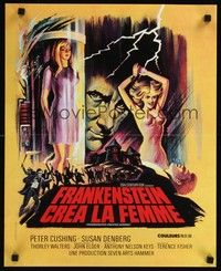 4v287 FRANKENSTEIN CREATED WOMAN French 15x21 '67 cool art of Peter Cushing & Susan Denberg!