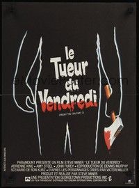 4v290 FRIDAY THE 13th PART II French 15x21 '81 slasher horror sequel, body count continues!