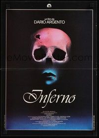 4v306 INFERNO French 15x21 '80 Dario Argento horror, really cool skull & bleeding mouth image!