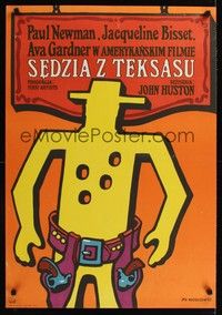 4v110 LIFE & TIMES OF JUDGE ROY BEAN Polish 23x33 '75 John Huston, art of cowboy by Mlodozeniec!