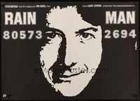 4v070 RAIN MAN Polish 27x38 '90 Erol art of autistic Dustin Hoffman, directed by Barry Levinson!