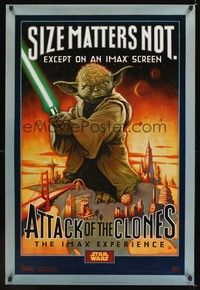 4w048 ATTACK OF THE CLONES IMAX style A DS 1sh '02 Star Wars Episode II, McMacken art of Yoda!