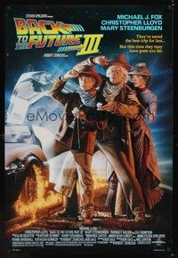 4w053 BACK TO THE FUTURE III DS 1sh '90 Michael J. Fox, Chris Lloyd, Zemeckis, Drew Struzan art!