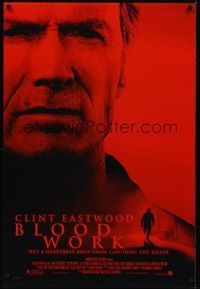 4w088 BLOOD WORK DS 1sh '02 super close image of star and director Clint Eastwood!
