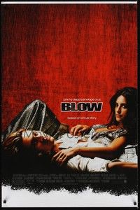 4w089 BLOW DS foil 1sh '01 Johnny Depp & Penelope Cruz in cocaine biography!