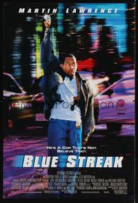 4w090 BLUE STREAK int'l DS 1sh '99 great image of Martin Lawrence with Los Angeles in background!