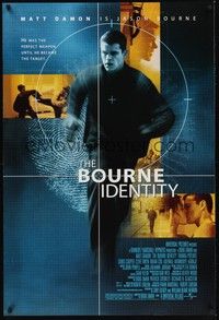 4w097 BOURNE IDENTITY DS 1sh '02 cool image of Matt Damon as the perfect weapon!