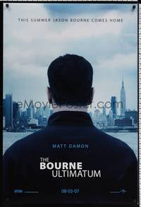 4w098 BOURNE ULTIMATUM DS teaser 1sh '07 Matt Damon as Jason Bourne!